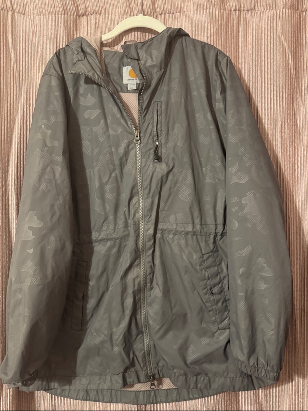 Carhartt Gray Camo Hooded Windbreaker Jacket